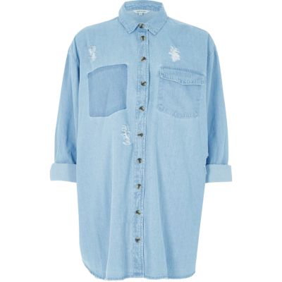 Light blue oversized denim shirt